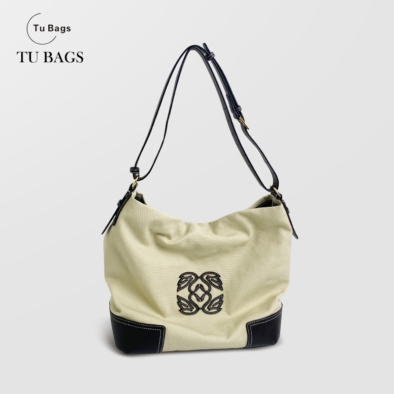 

Head leather middle ancient Swan canvas large capacity shopping bag single shoulder armpit messenger women's Tote Bag, Black