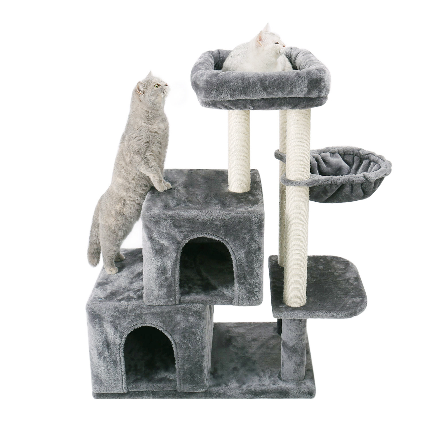 

2021 New Fast Delivery Big Cat Tree Tower Mobile Condo Scratching Post Pet Kitty Play House with Network Platform Poles 9xin