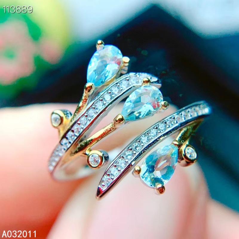 

Cluster Rings KJJEAXCMY Fine Jewelry Natural Aquamarine 925 Sterling Silver Girl Adjustable Ring Support Test Selling