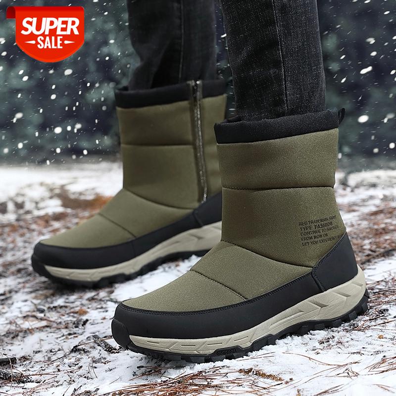 

Winter High Boots for Man Outdoor Travel Snow Boots Zipper Non-slip Cotton Shoes Men Plus Velvet Keep Warm Casual Shoes Male 45 #RO19