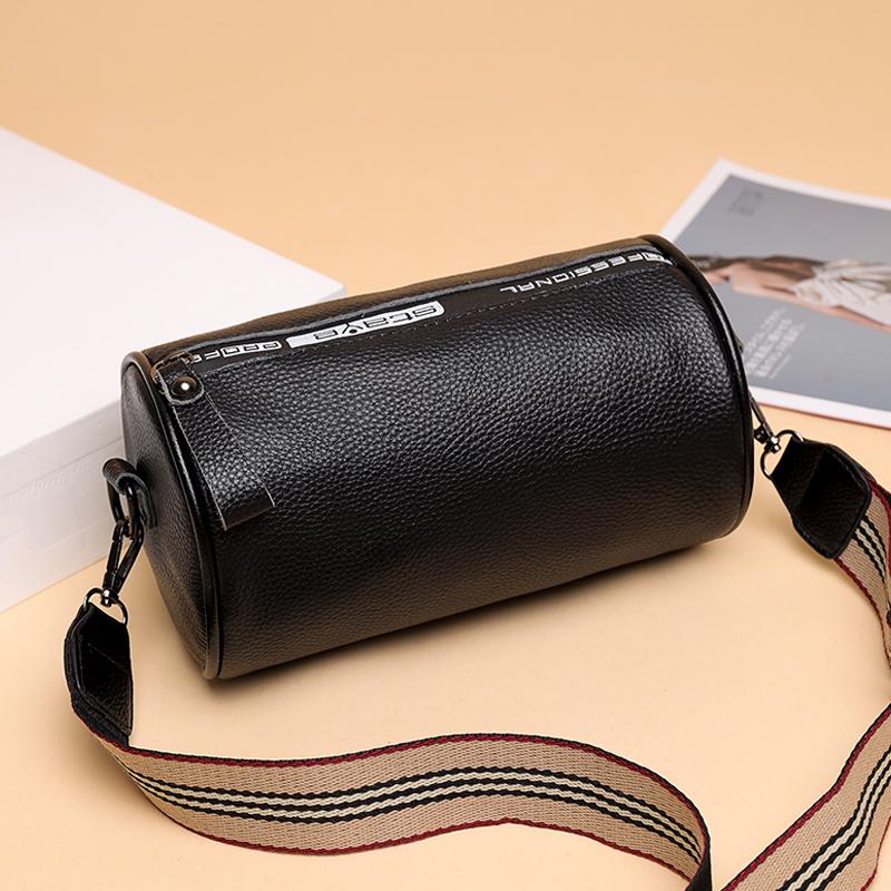 

2021 Female High Quality PU Leather Bucket Shoulder Bag Casual Lady Small Messenger Bag luxury Handbag Female Designer, Black
