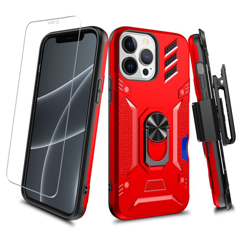 

Military Grade Heavy Duty Cases With Ring Stand Holster Belt Clip Card Holder Screen Protector For iPhone 13 12 11 Pro XR XS Max X 8 Samsung S22 Ultra A13 A32 5G A02S A03S, 10pcs/color/model