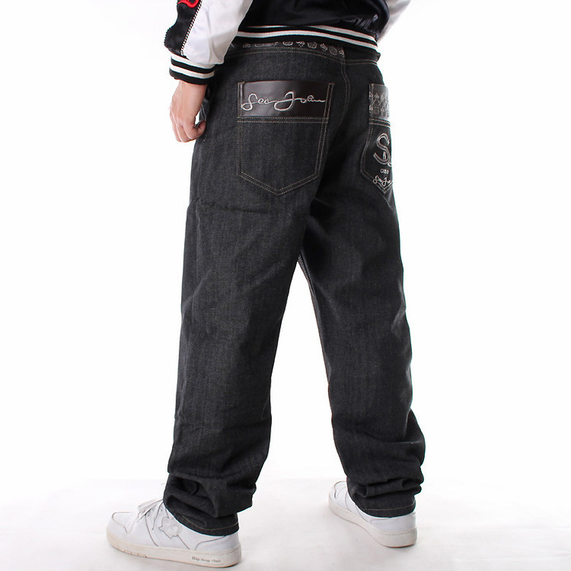

European and American Style Trendy Long Pants Loose Casual Plus Fat Plus Size Skateboard Pants Hip-hop Jeans Male Hip-hop Clothing, Blue