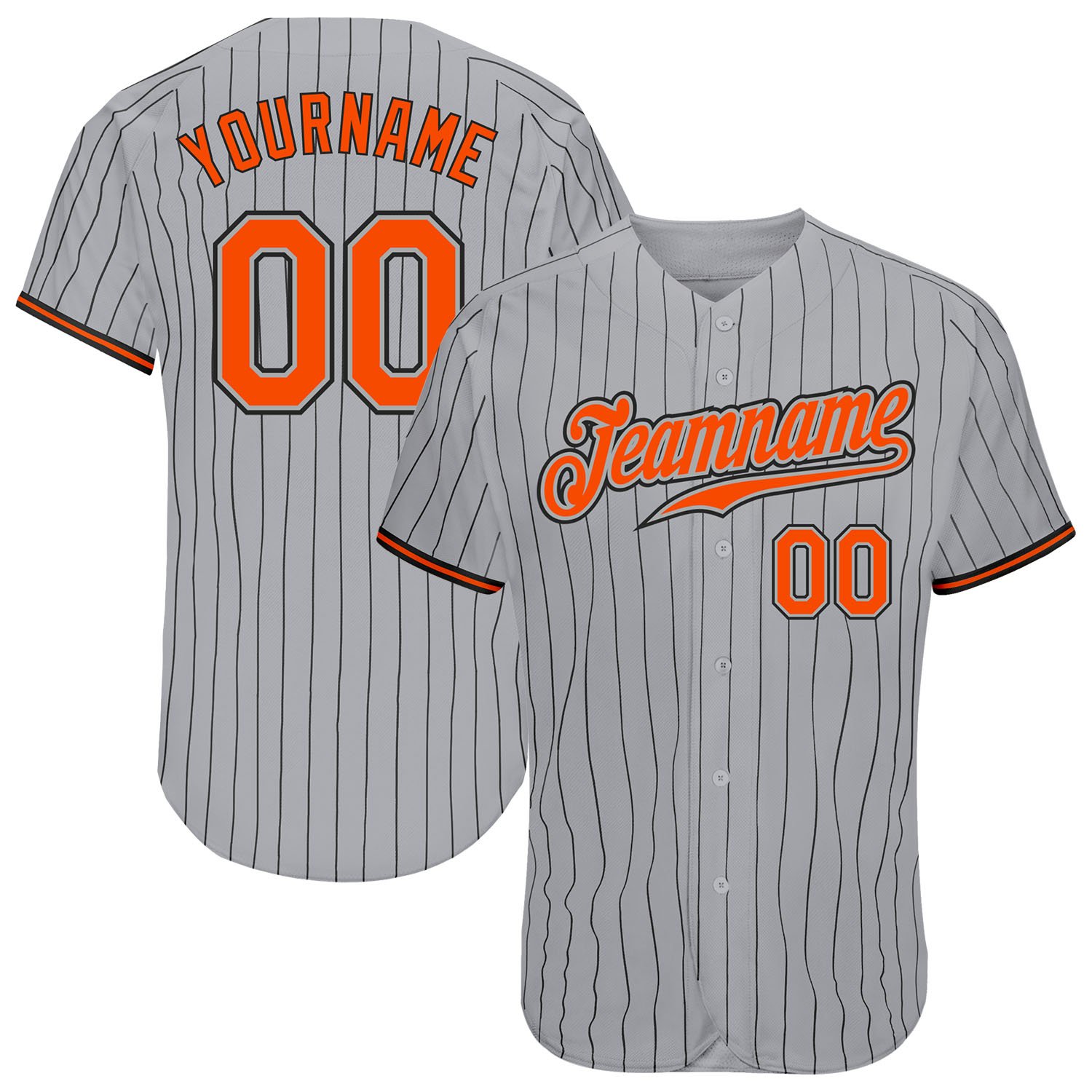 

Custom Gray Black Pinstripe Orange-Black Authentic Baseball Jersey, Women size s-xxl
