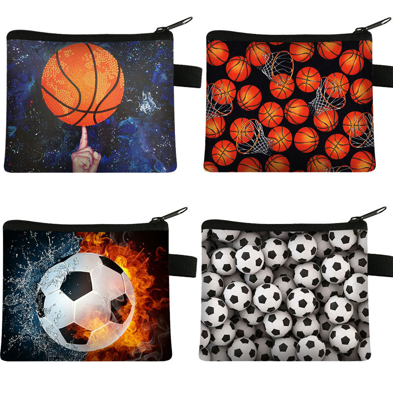 

Children's Wallets Football Basketball Coin Purse Student Portable Key Card Holder Bag Sports Pocket Bags Polyester Party Handbag LT10, 13.5*11cm