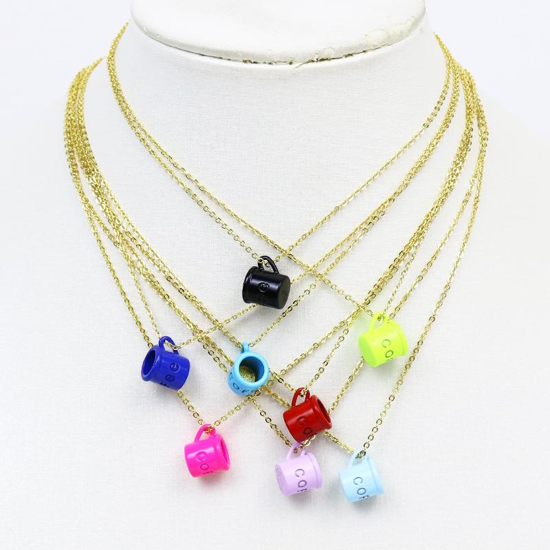 

Pendant Necklaces 10 Pcs Spray Paint Coffee Cup Necklace Elegant Tiny 8549