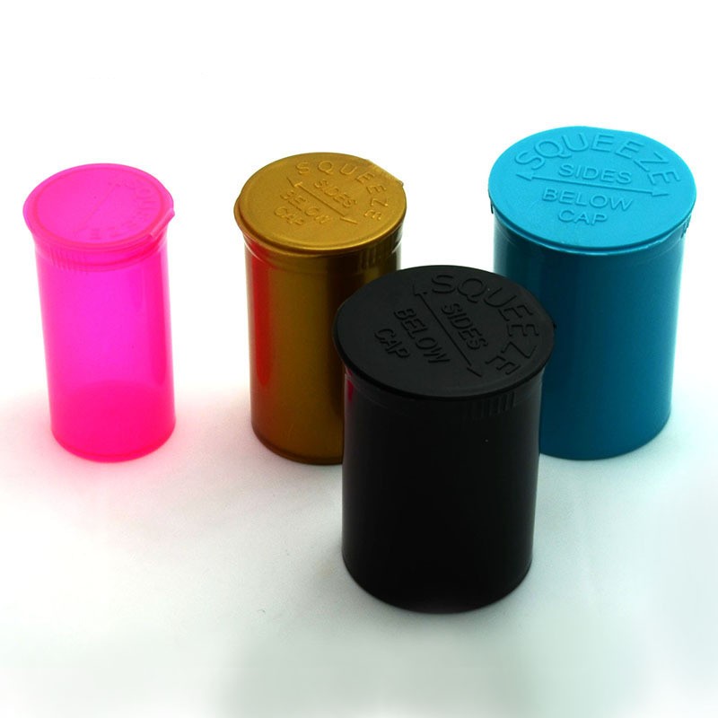 

19 Dram Squeeze Pop Top Bottle Dry Herb Pill Box Case Herb Container Airtight Waterproof Storage Case Smoking Tobacco Pipes Stash Jar 408 R2