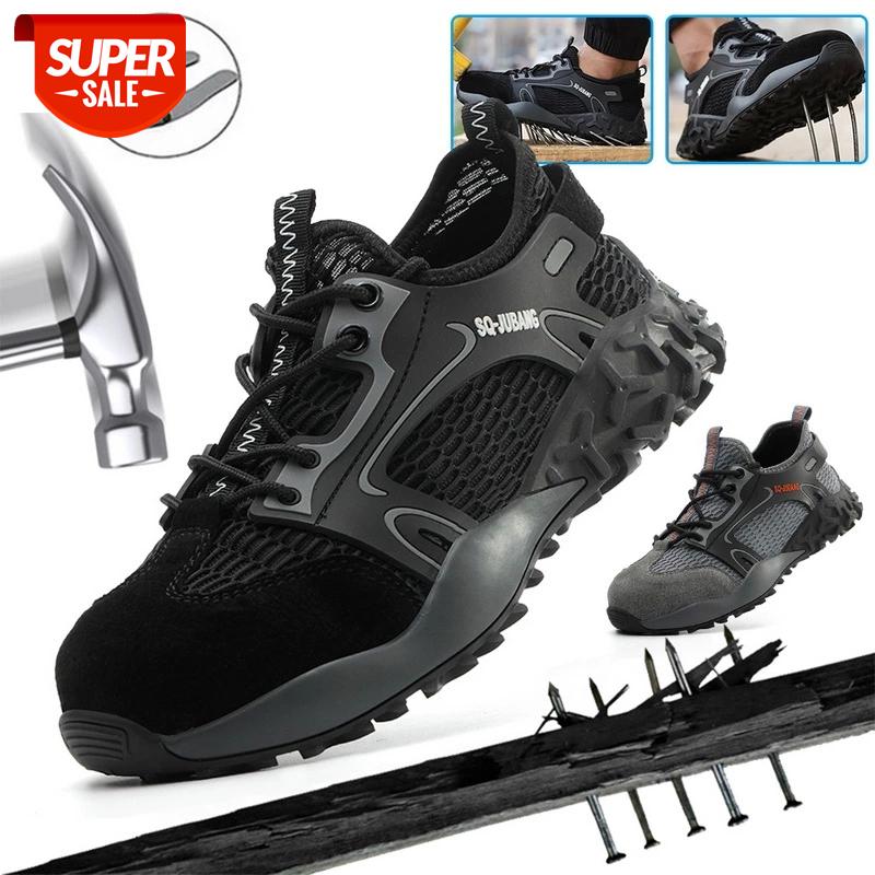 

PUIMETNIUA Safety Work Shoes Indestructible Ryder Shoes Men Steel Toe Air Safety Boots Puncture-Proof Work Sneakers #I76C