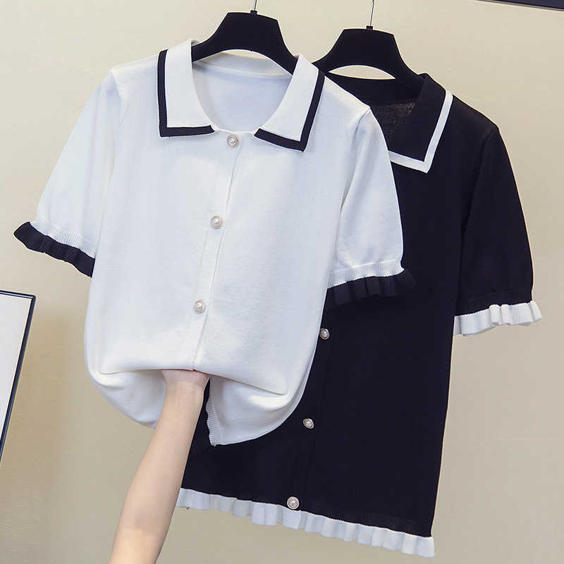 

Oversized Women Sweater Coats Cardigan Fashion Summer short Sleeve Loose Knitted Button Cardigan female Sweaters Top 210604, White