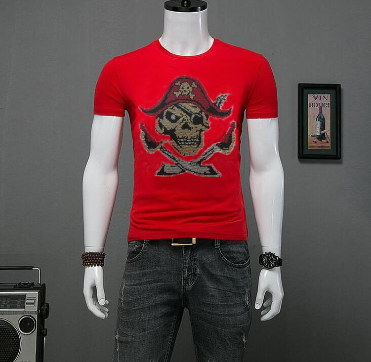 

2021 Men's New Luxury Design Casual Shirt Summer Short Sleeve Streetwear Fashion Strass Sportwear Hip Hop Ma I4ip, As shown in the figure