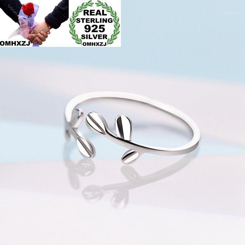 

Cluster Rings OMHXZJ Wholesale European Fashion Woman Girl Party Wedding Gift Silver Leaves Open 925 Sterling Ring RR2731