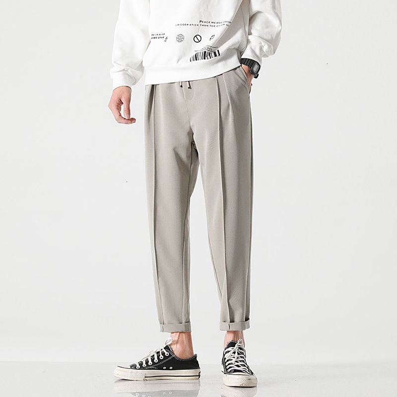 

2021 New Drawstring Casual Men's Slim Fashion Solid Color Social Mens Suit Straight Pants Men Trousers M-3xl Ova6, Dark gray