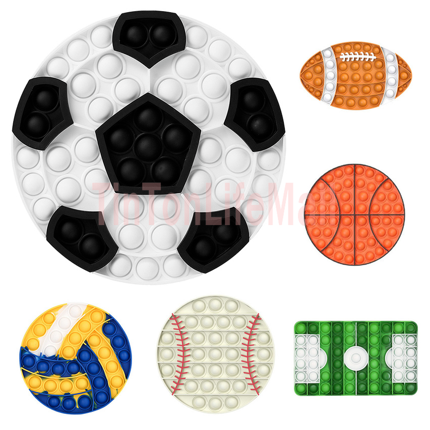 

Sport Football Basketball Bubble Fidget Toys Autism Stress Reliever Toys for Kids Simple Dimple Silicone Relax Game Toys Se10