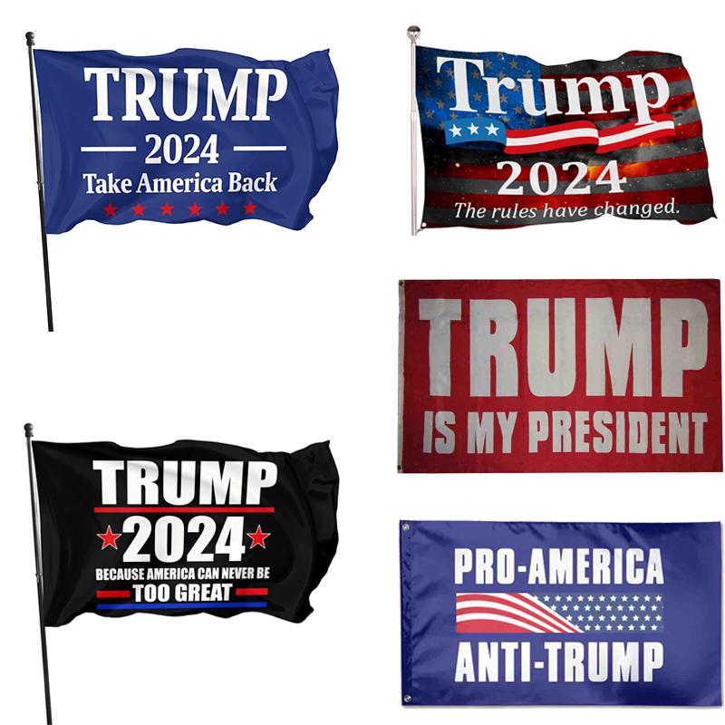 

2024 Trump Flag 90*150cm US Presidential Election Flag Polyester Material Trump 2024 Flags 5 Style DHL Free Shipping