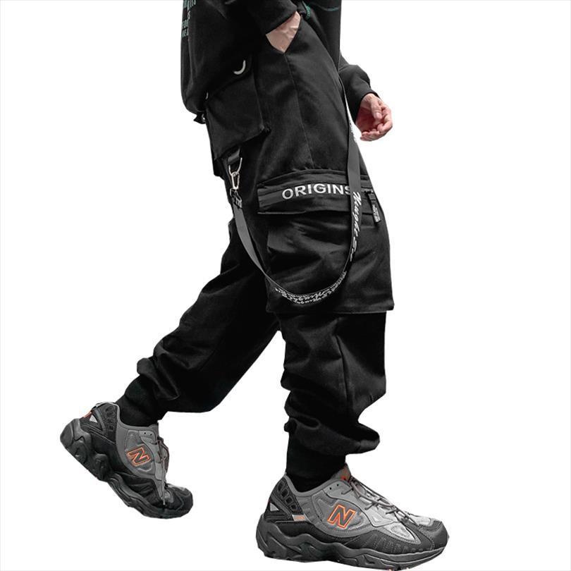 

cargo streetwear sweatpants hip hop women pant ribbons joggers black casual track