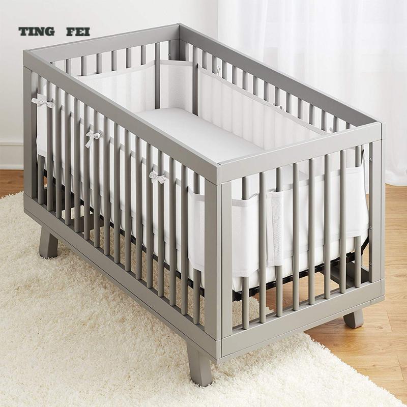 

Bedding Sets Summer Breathable Skin-friendly Baby Crib Bed Bumpers Sandwich Anti-collision Fence Maternity And Room, White