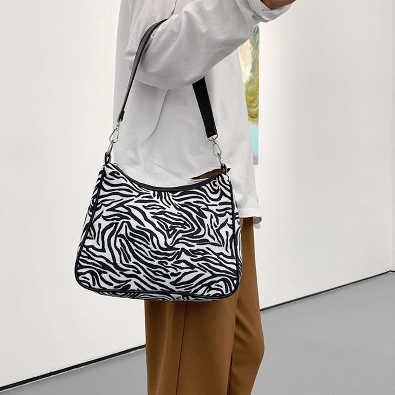 

New Winter Zebra Pattern Shoulder Bags For Women Oxford Handbag Armpit Purse Large Capacity Messenger Bag Female Pack