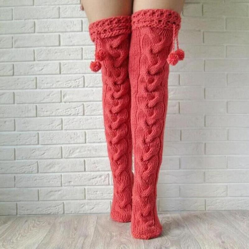 

Christmas Decorations Winter Fashion Women's Long Knitted Stockings For Girls Ladies Women Knit Socks Sexy Thigh High Over The Knee