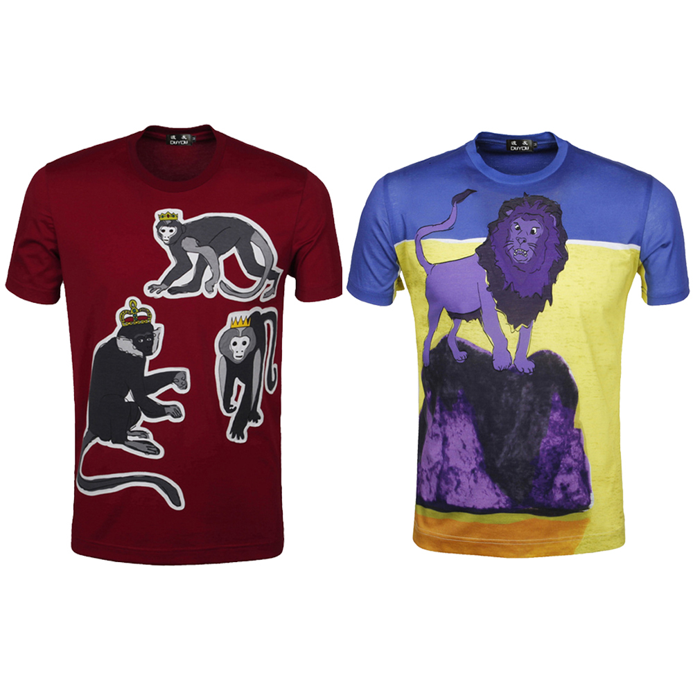 

2021 New Summer Style t Shirt Men Slim Fit Embroidery Prints Fashion Tee Casual Tops High Quality Plus Size 7w2a, Red
