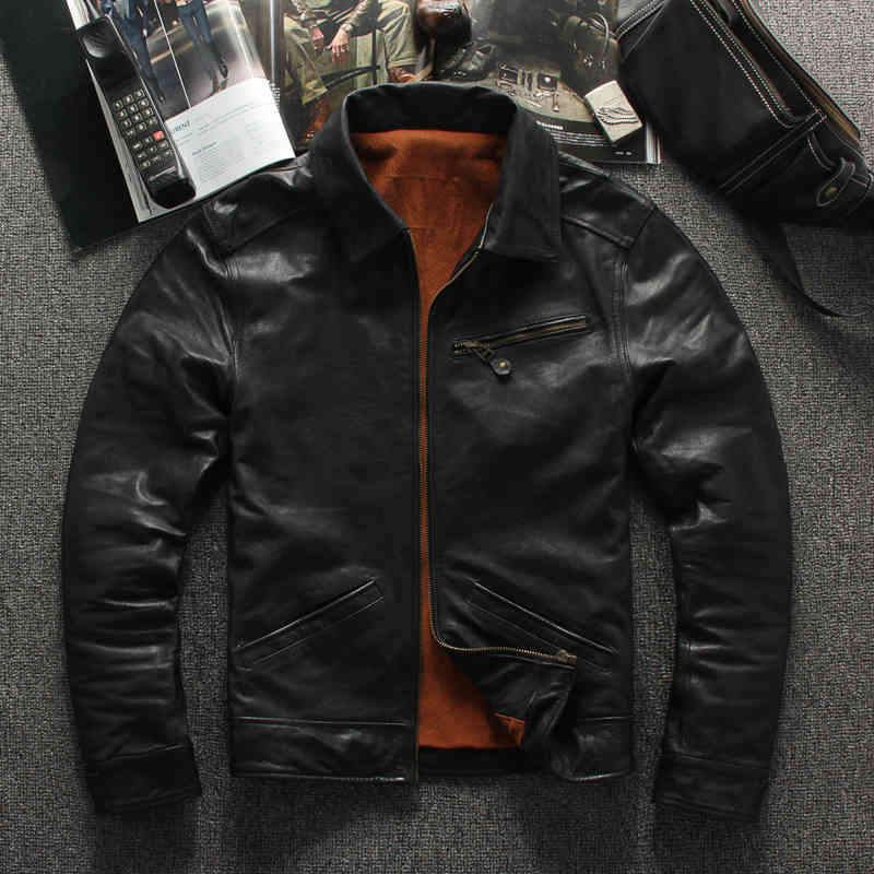 

Men's Jackets Black American Casual Style Genuine Leather Jacket Men Plus Size 4XL Real Natural Sheepskin Autumn Slim Fit Coat J0NT, 1# shoe box