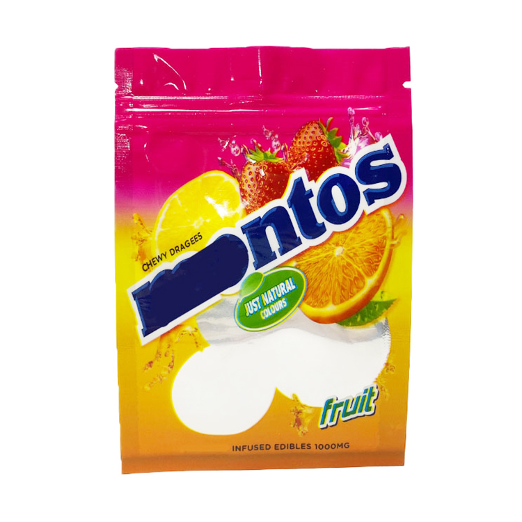 

Fruit flavors candy bag 1000 mg 4*6inch edibles packaging mylar bags with window