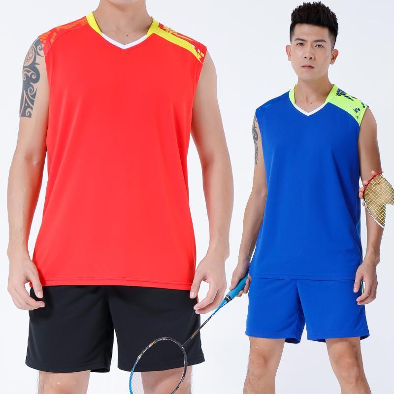 

Running Sets Mens Tracksuit Summer Basketball Jersey Shorts Two Pieces Quick Dry Fitness Sportswear Badminton Suit, Black;blue