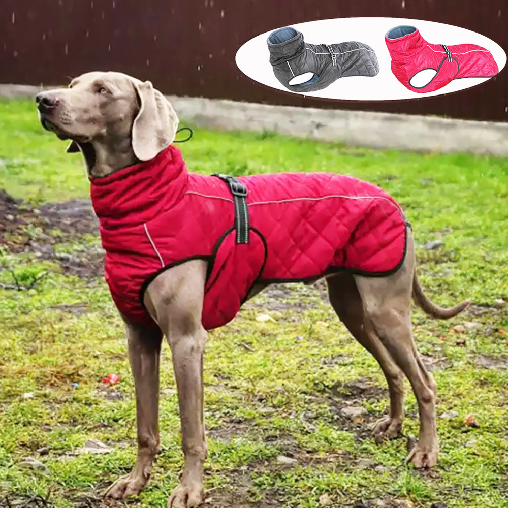 

Dog Outdoor Jacket Waterproof Refective Pet Coat Vest Winter Warm Cotton Dogs Cothing for arge Midde Dogs abrador, Black