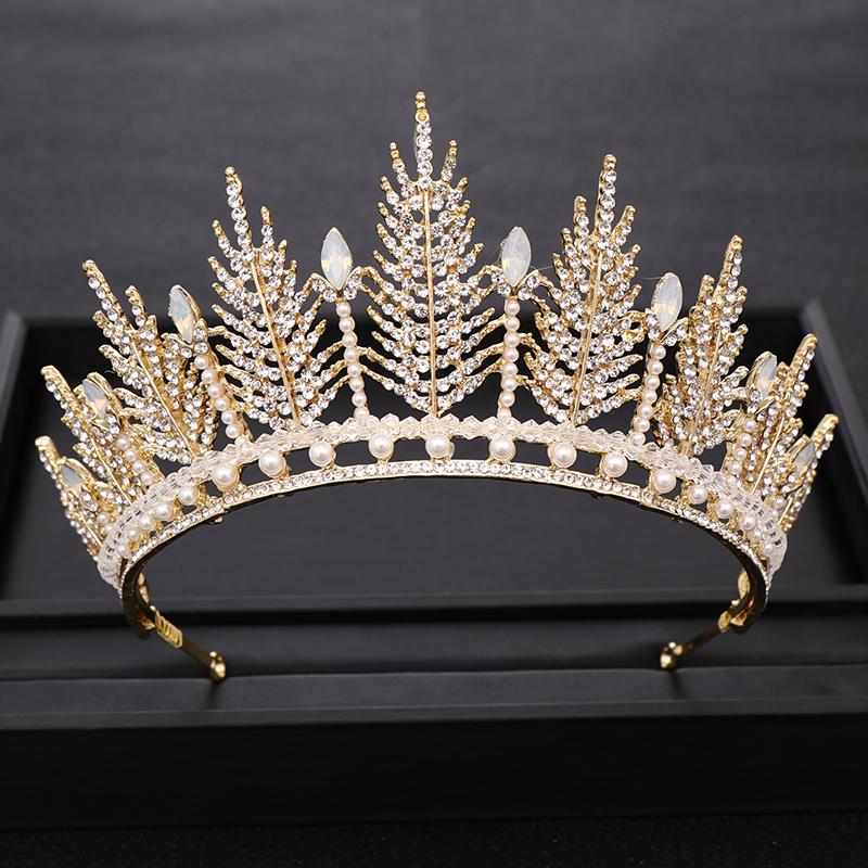

Hair Clips & Barrettes Trendy Gold Color Wedding Crown Queen Bridal Tiara Rhinestone Crystal Diadem Headpieces Accessories Jewelry, Golden;silver