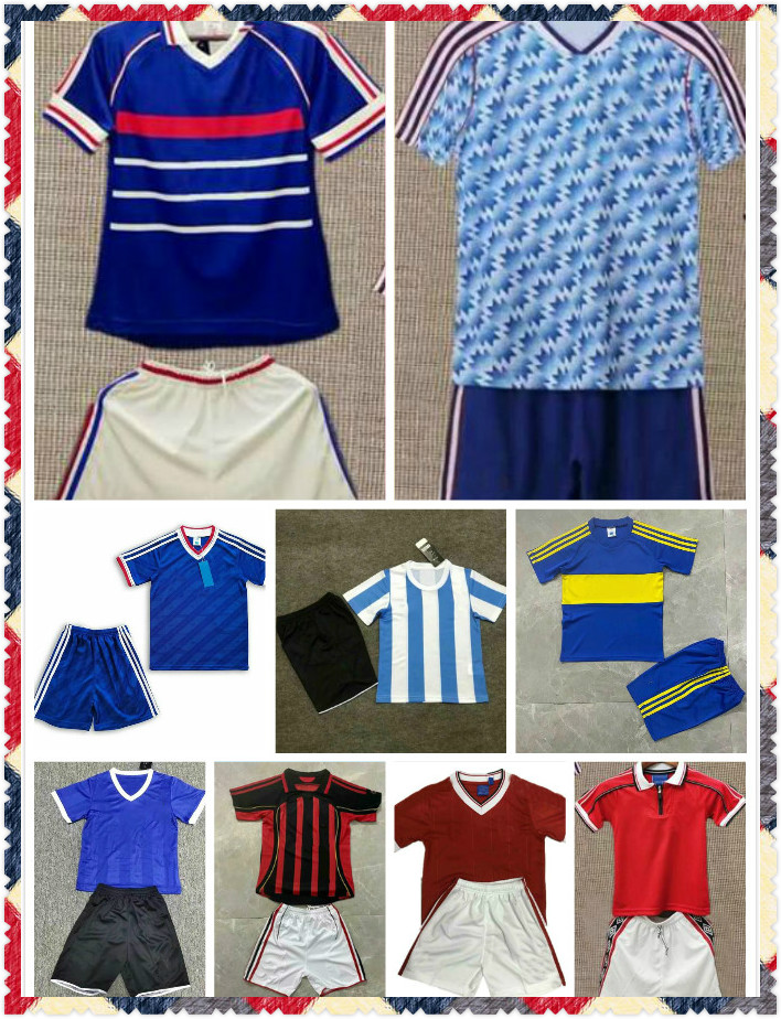 

Manchester Kids kit 1986 1988 MAN retro soccer jerseys child 86 88 football shirt Classic Vintage Camiseta de futbol boys suit, White