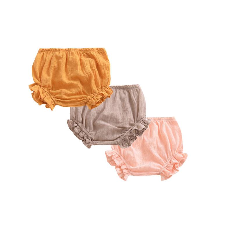 

3Piece/pack Baby Girls Shorts Cotton Linen PP Baby Shorts For Girls Casual Solid Toddler Bloomers Beach Summer Boys, White green blue