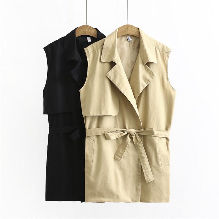 

Women's Vests 2022 Women Plus Size Waistcoat Jacket Vest Sleeveless Casual Coat Pocket Trench Belt Office Lady, Black