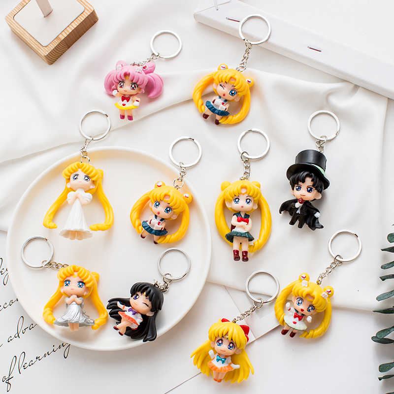 

Creative Hanger Keyhanger Cute Cartoon Figure Sailor Moon Pendant for Girl Pocket Charm Trinket Cosplay Key Ring Jewels, Silver