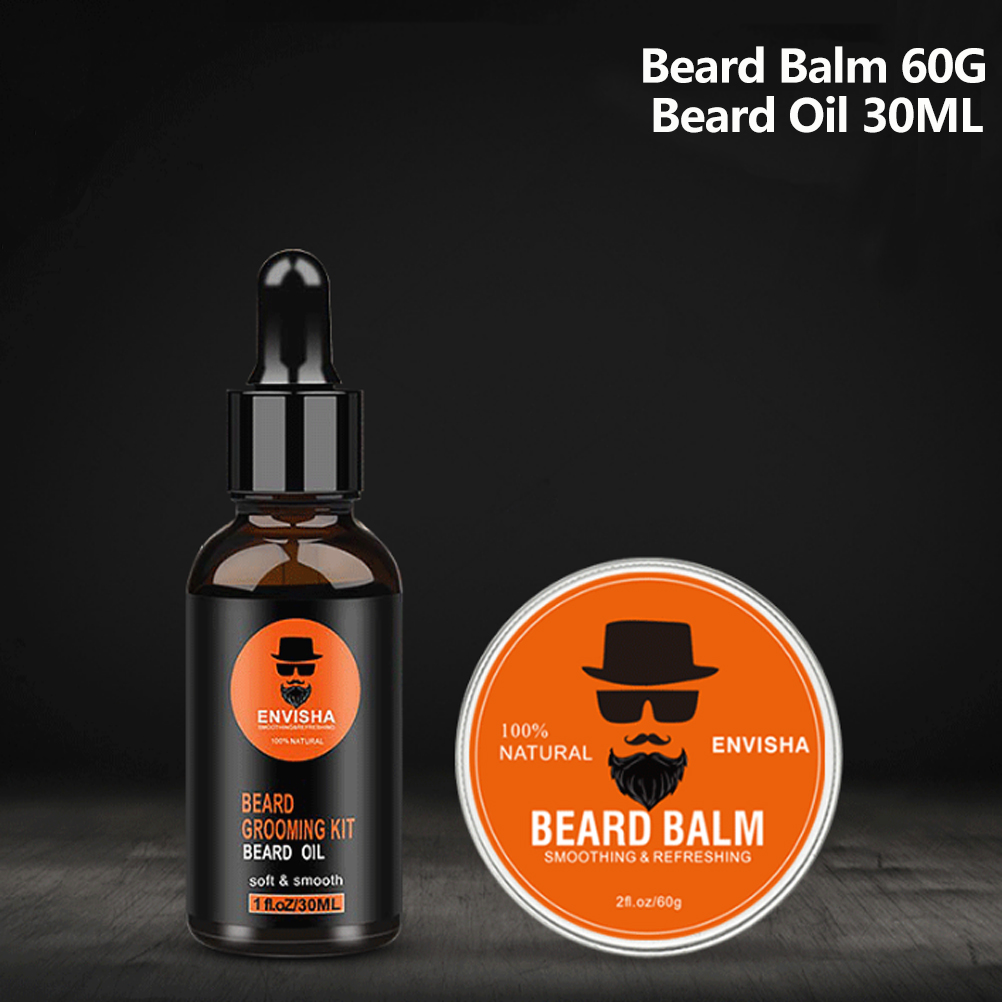 7Pcs/set Beard Growth Kit Barbe Hair Growth Enhancer Set Balm Beard Oil Scissors Comb With Travel Bag Facial Beard Care KitScouts-image-732168458