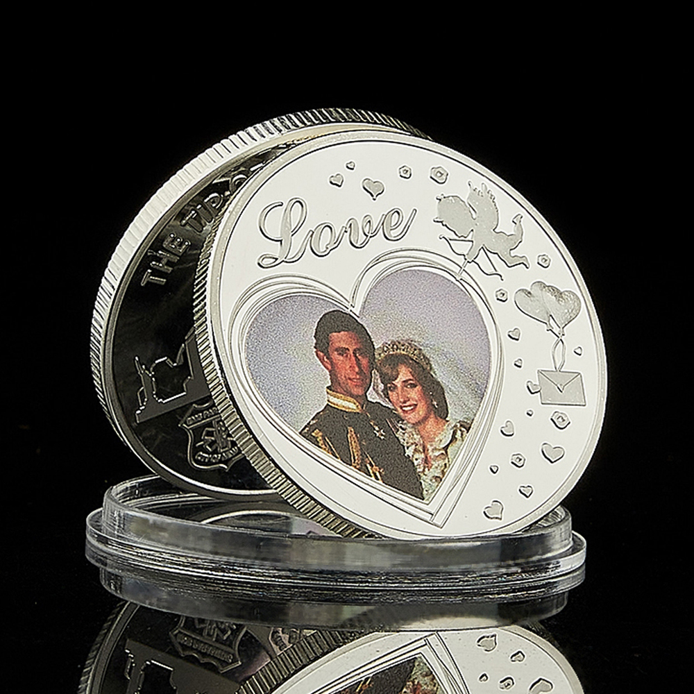 UK Royal British Diana Princess Craft And HRH Prince Charles With Diamond Last Rose Professional Commemorative Silver Plated Coin-image-728265412
