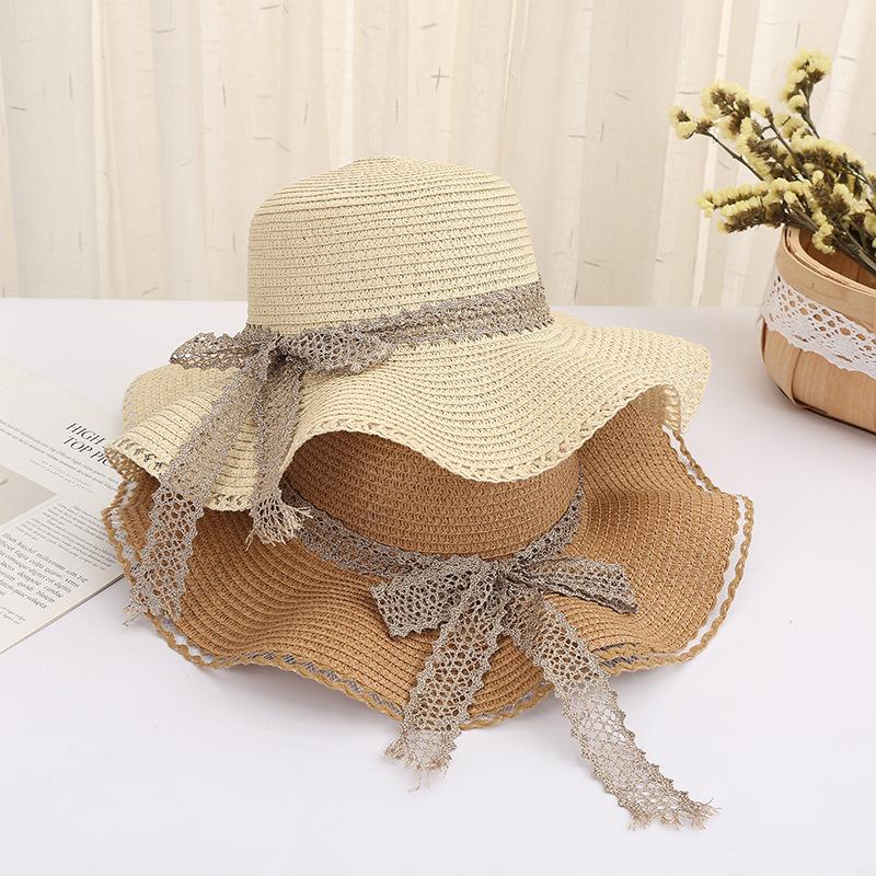 

Wide Brim Hats Summer Beach Straw Hat Ladies Big Foldable Bow 2022 Female Vacation Panama Girl Sun Wholesale, 02