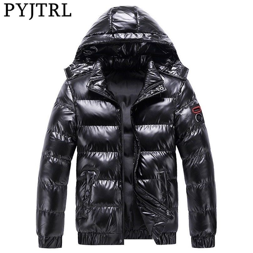 

PYJTRL Bright Leather Winter Men's Jacket Casual Parka Outwear 211204, Gray