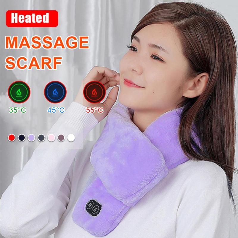 

Scarves Winter Heated Scarf Thicken Warm Usb Heating Vibration Massage Plush Collar For Women Men