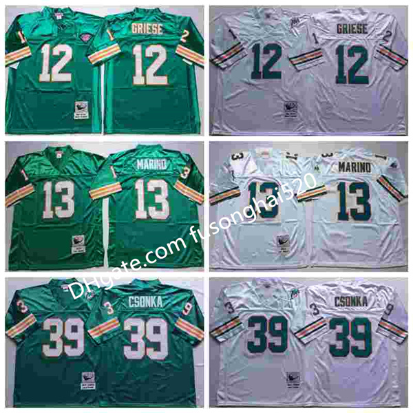 

NCAA Men 13 Dan Marino 12 Bob Griese 39 Larry Csonka White Green Home Away Stitched Vintage College Football Jerseys