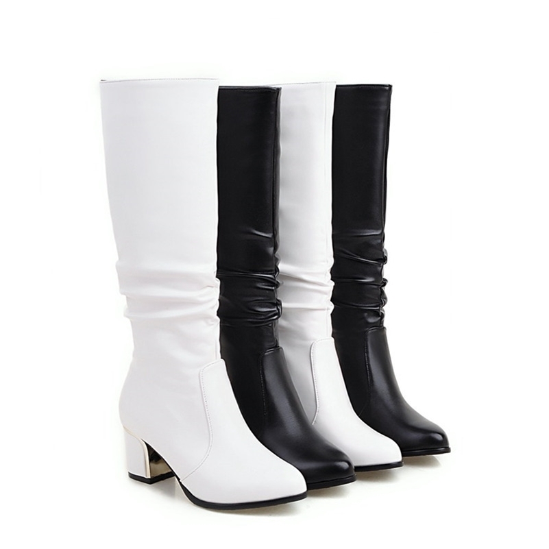 

Short boots white women with thick boots long autumn and winter was thin Jane Martin high simple boots 211019, Black