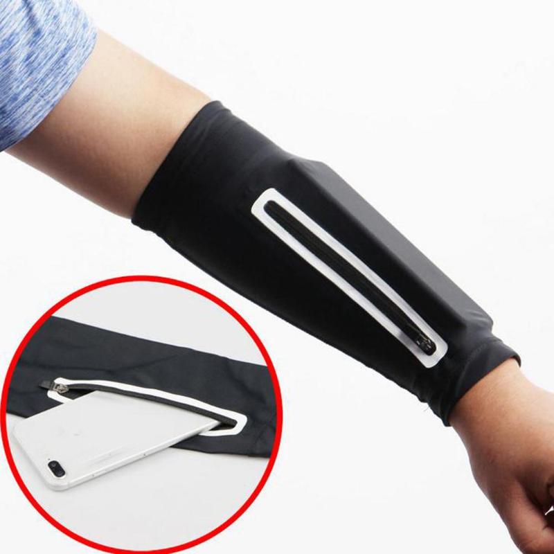 

Unisex Arm Sleeve Zip Sports Short Arm Guards Sun Protection Outdoor Sports Ice Sleeve Ride Mobile Phone Cover Short #2d31, White