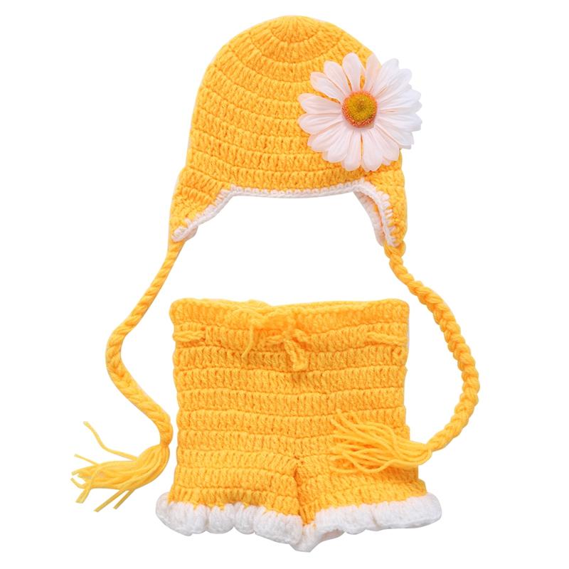 

Clothing Sets Born Baby Girls Boys Crochet Knit Hat Shorts Costume Pography Prop Outfits, Yellow