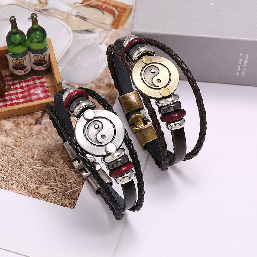 

Yinyang Bracelet Mullti layer Leather Bracelets Women Men Fashion Jewelry Will and Sandy