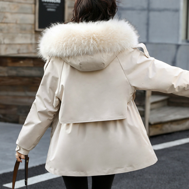 

2021 New Korean Style Parkas Fashion Warm Coats Hooded Coat Women Female Jacket Winter Clothes Pp473 J72a, Black