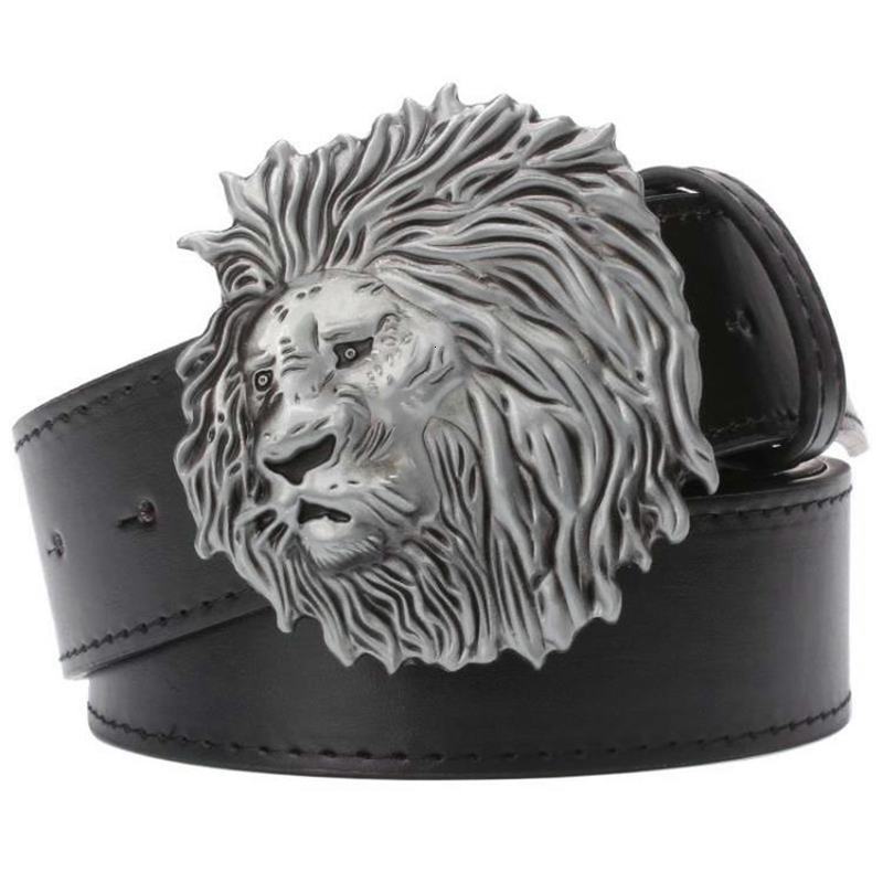 

2021 New Big Head Lion King Fashion Animal Belts Men's Belt Decorative Strap Gift for Man Tat8, Black