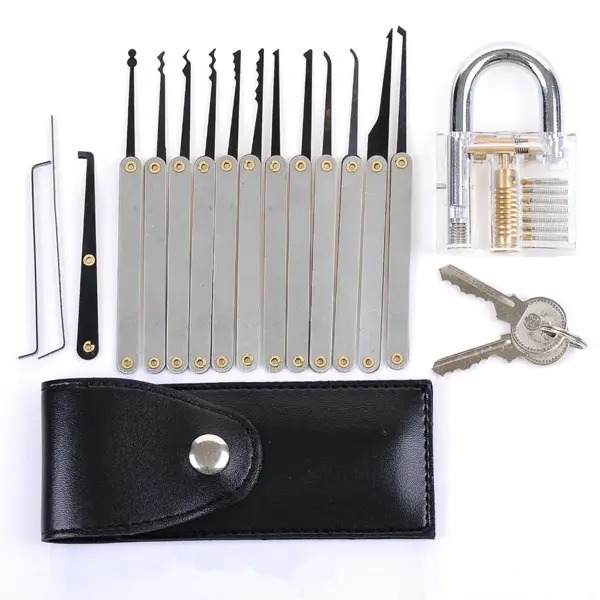 

Master locksmith 15Pcs Lock Training Skill Set Clear Practice Padlock Tools Locks Key Kits