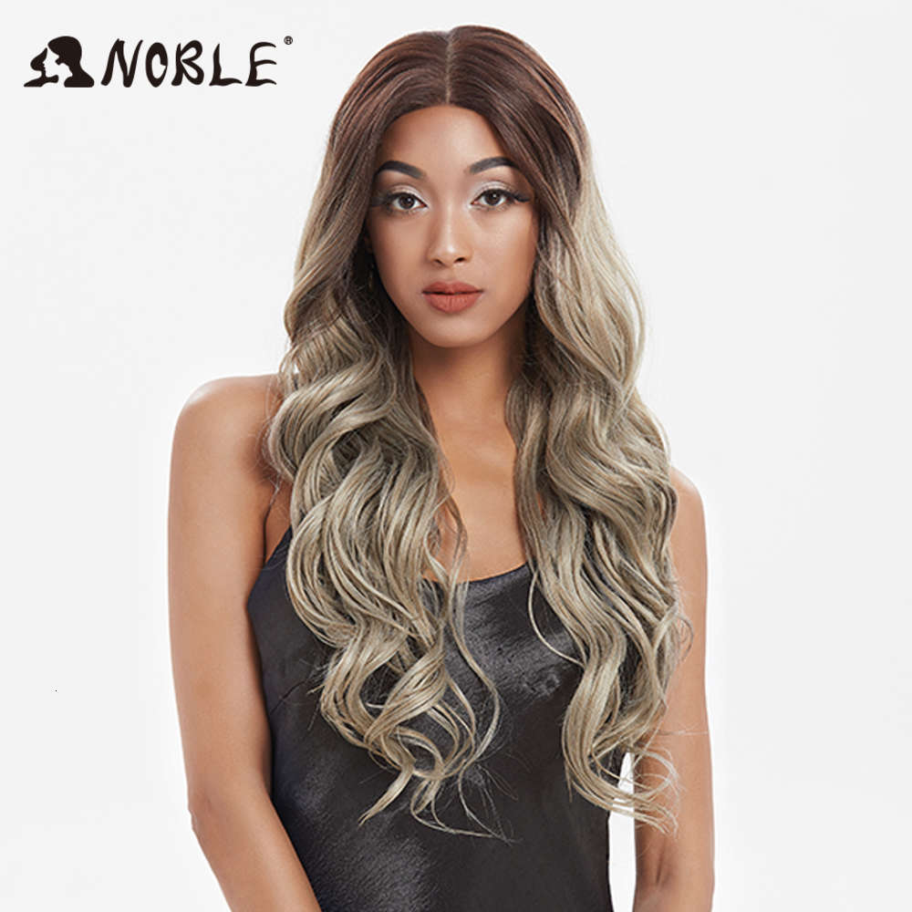 

Wigs Noble Synthetic Lace Front Prune Umbre Blonde Pruik 30 Inch Long Floating Prussia For Black Women Maycaur, Ombre color