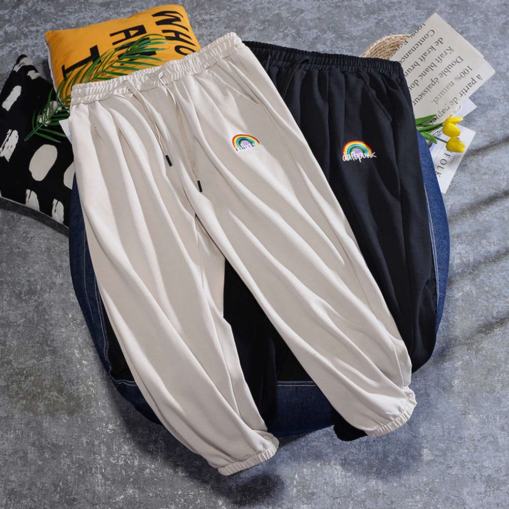 

Capris youth casual elastic loose Men's basic sports Pants popular Korean fashion, Black