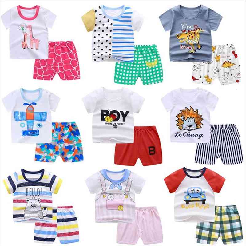 

1 4y Kids Boys Clothes Set Summer Short Sleeve T Shirts For Boy Outfits Children Clothing Cartoon Girl Sets Baby, White