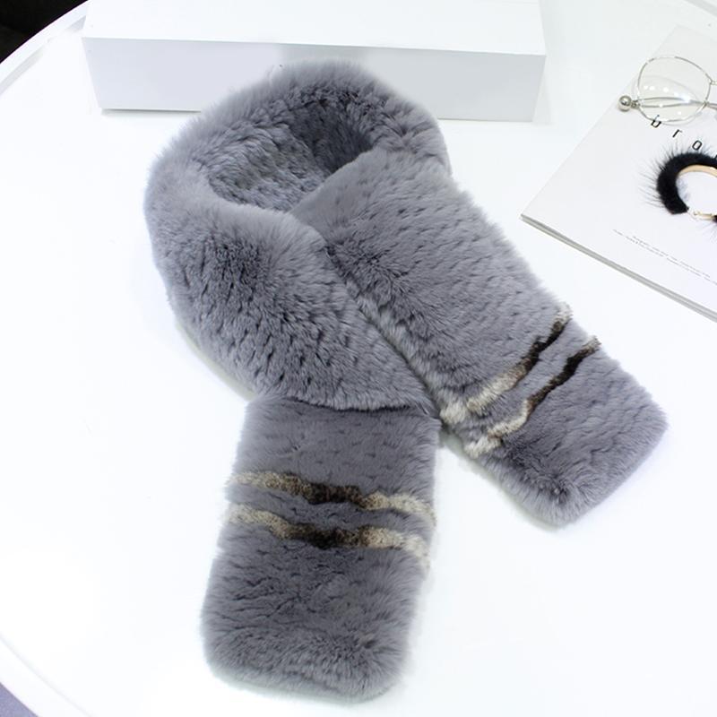 

Scarves Fashion Knitted Scarf Women Plush Thermal Neckerchief Real--Fur Muffler Handmade Shawl 2021 -Sale1