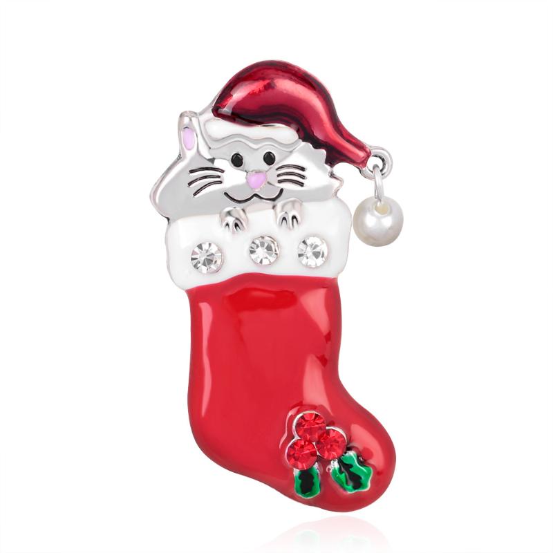 

Pins, Brooches Christmas Accessories Series Oil Cute Little Animals Sock Brooch Pins Jewelry For Women
